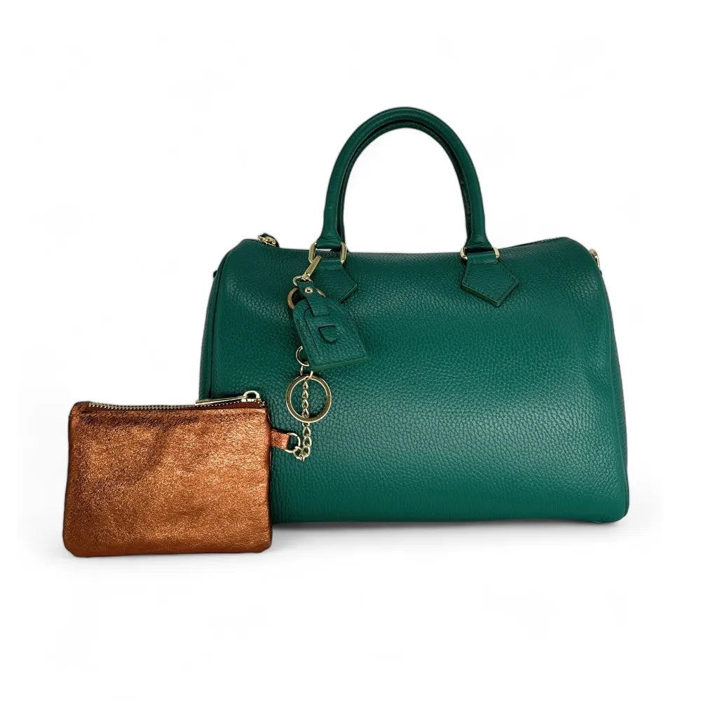 Porte-monnaie porte-clés en cuir irisé POCKET Bronze
