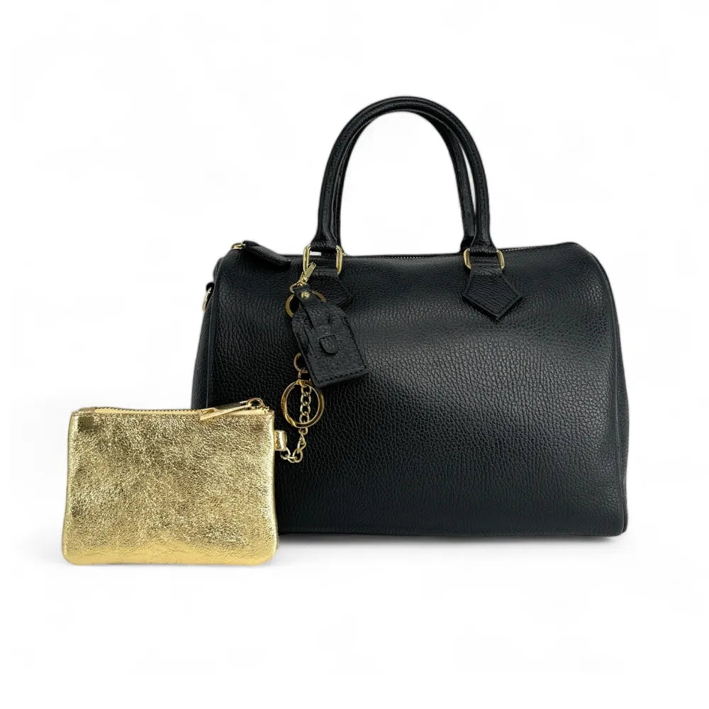 Porte-monnaie porte-clés en cuir irisé POCKET Or pâle