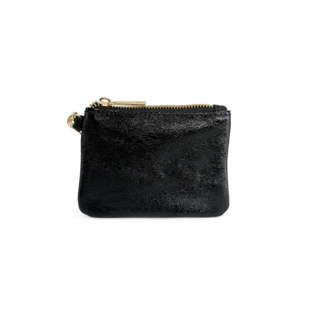 Porte-monnaie porte-clés en cuir irisé POCKET Noir irisé