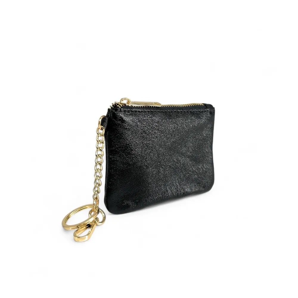 Porte-monnaie porte-clés en cuir irisé POCKET Noir irisé