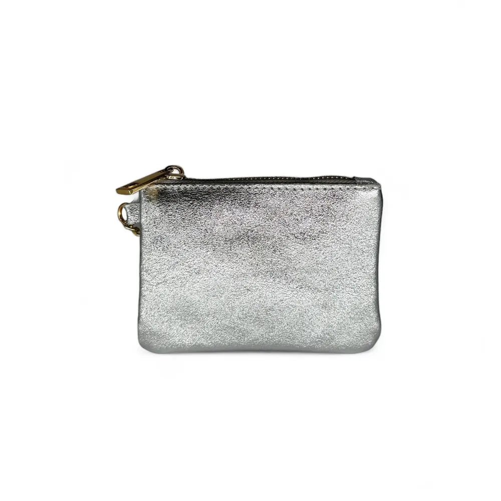 Porte-monnaie porte-clés en cuir irisé POCKET Argent clair