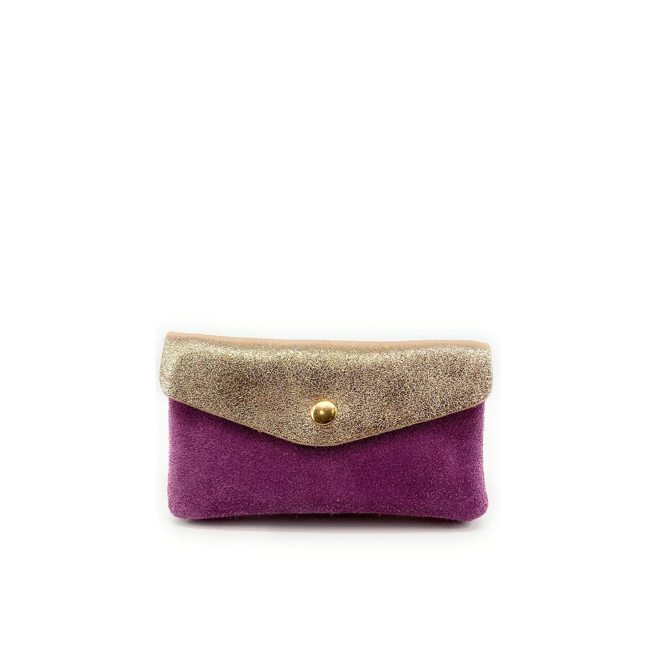 Pochette porte-monnaie en daim et cuir irisé COMBI Violet prune