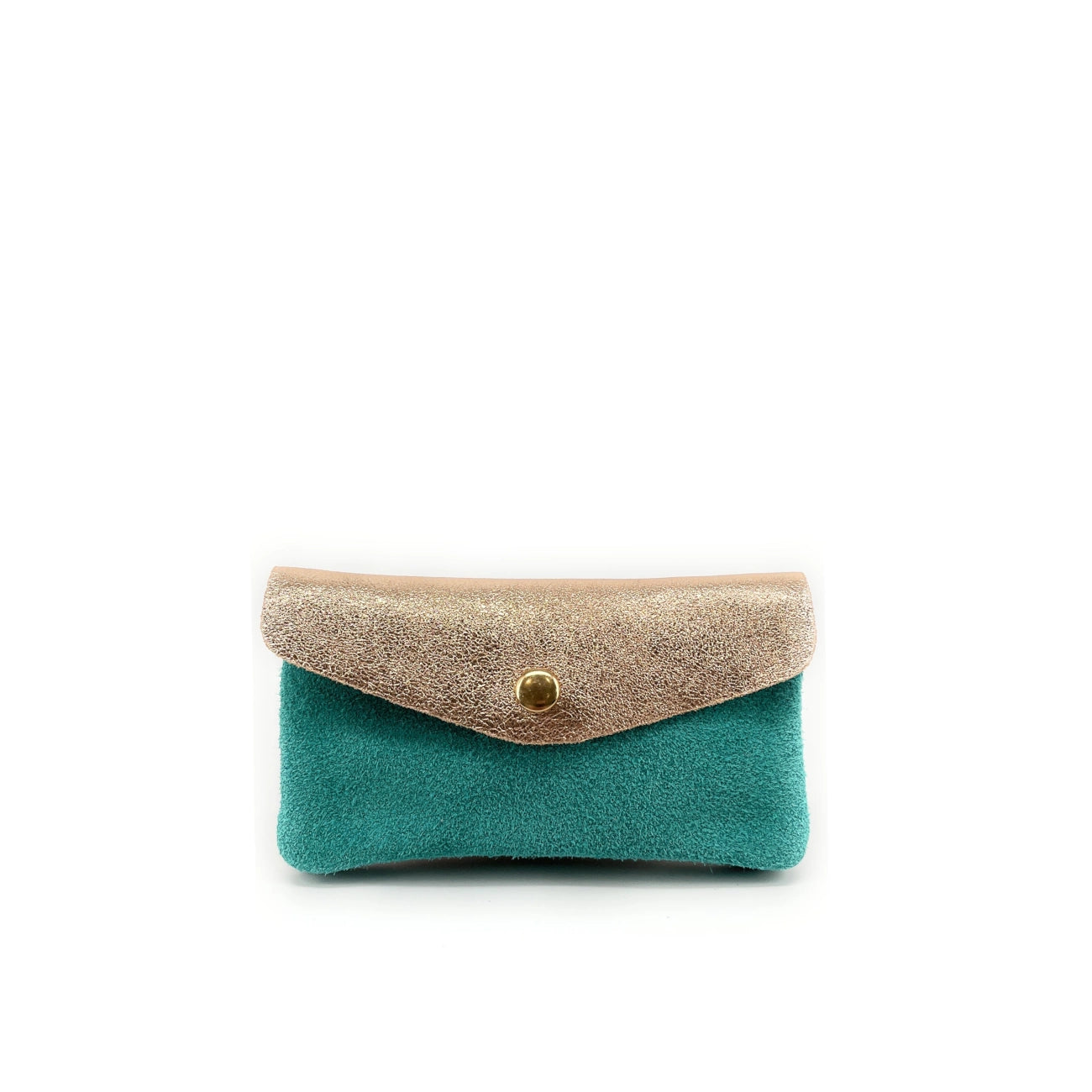 Daim and leather wallet pouch irise COMBI Turquoise blue