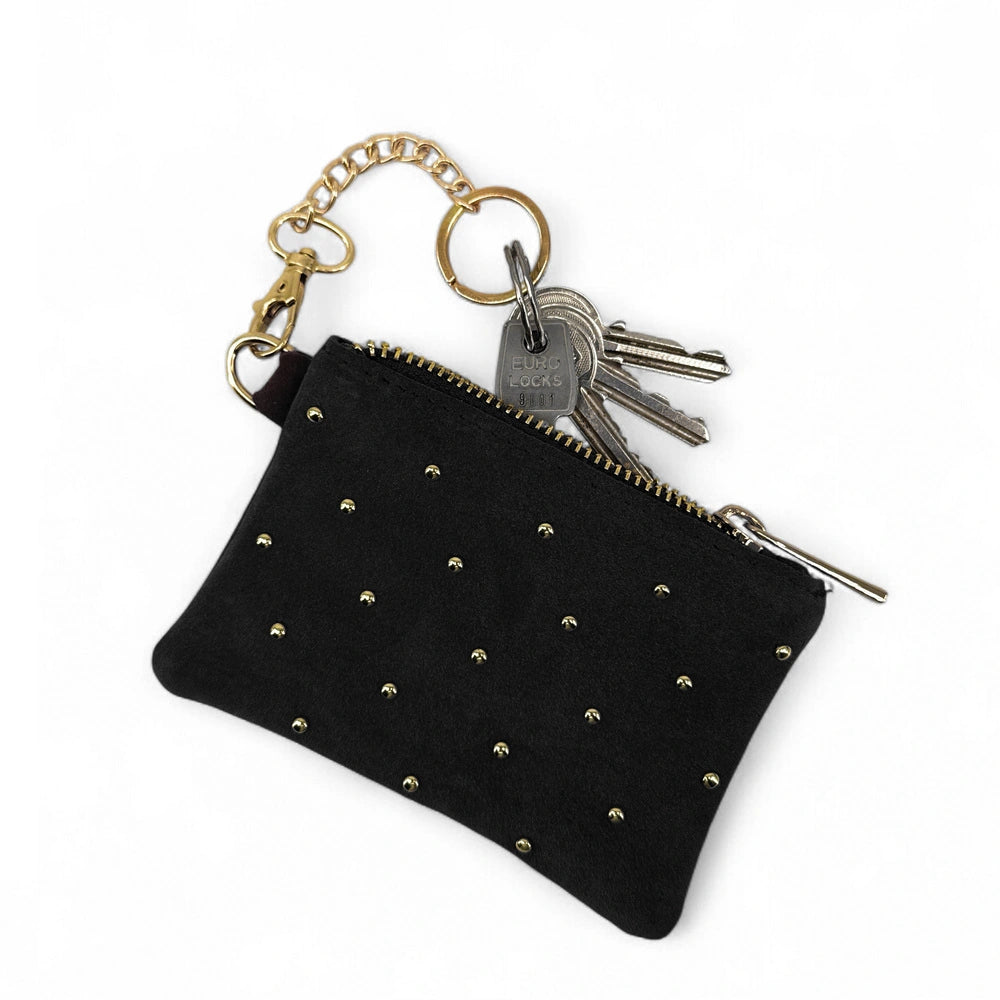 Portamonete in pelle scamosciata TINY DOTS Nero