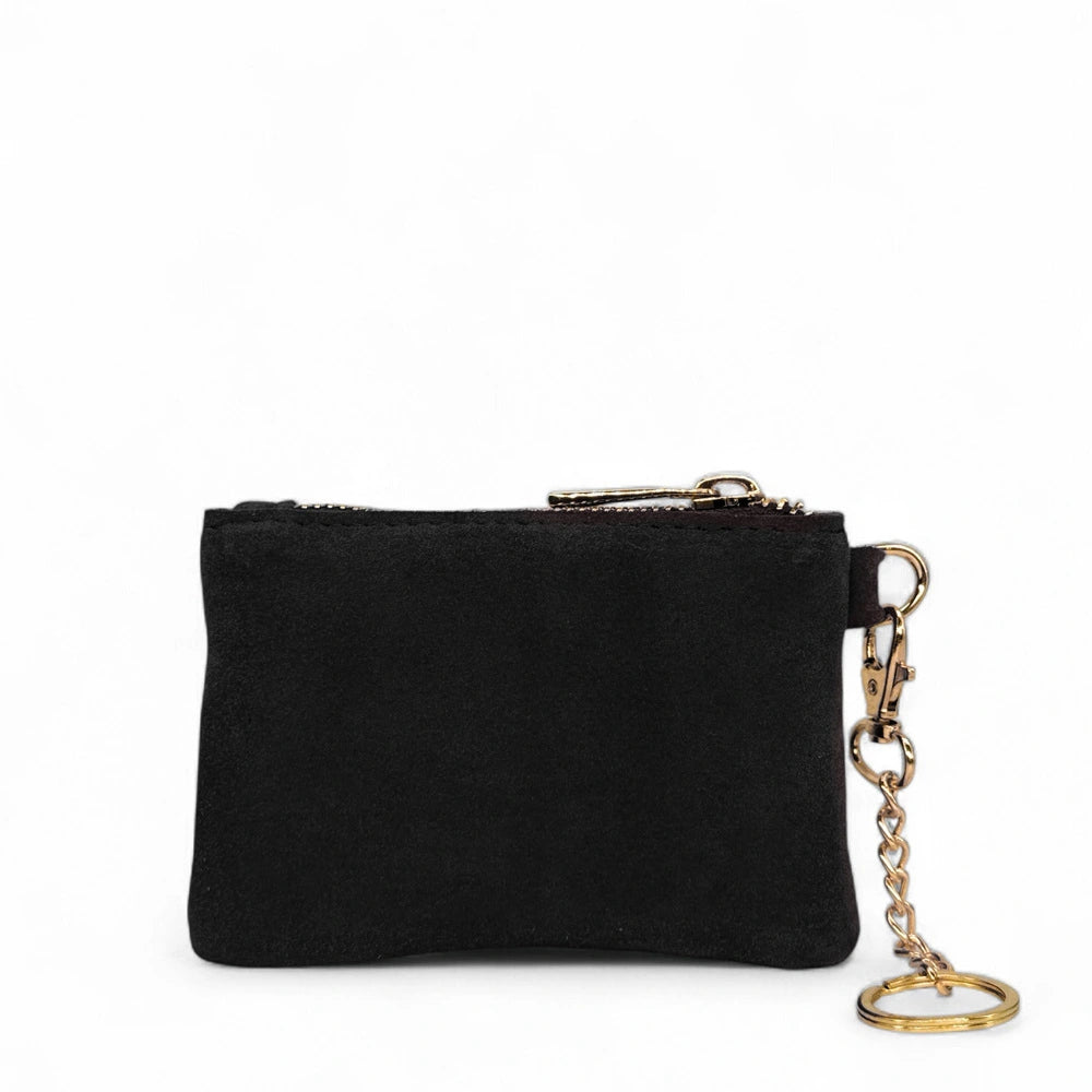 Portamonete in pelle scamosciata TINY DOTS Nero