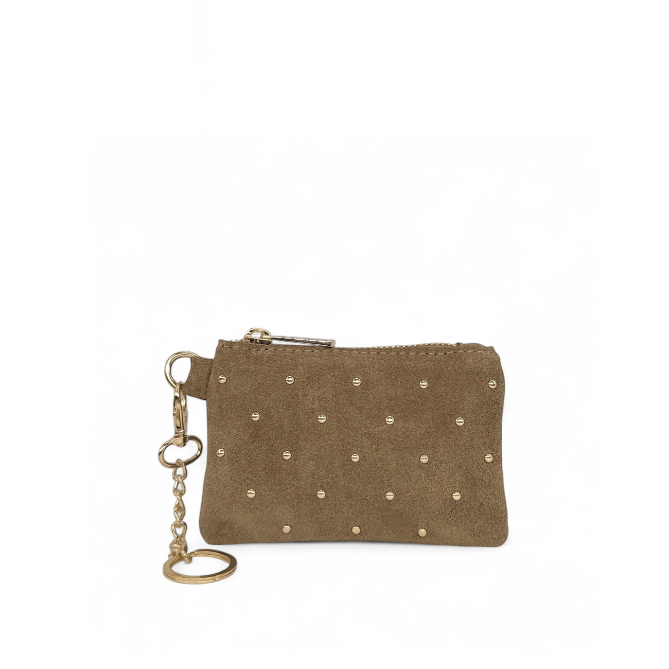 TINY DOTS Taupe Suede Coin Purse