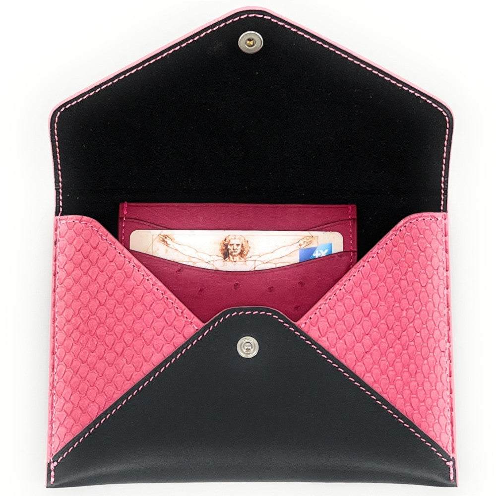 Porte-papiers en cuir de python édition Haute-couture Noir