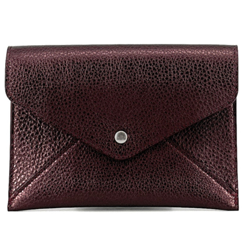Porte-papiers en cuir irisé ROMY Rouge bordeaux Rouge bordeaux