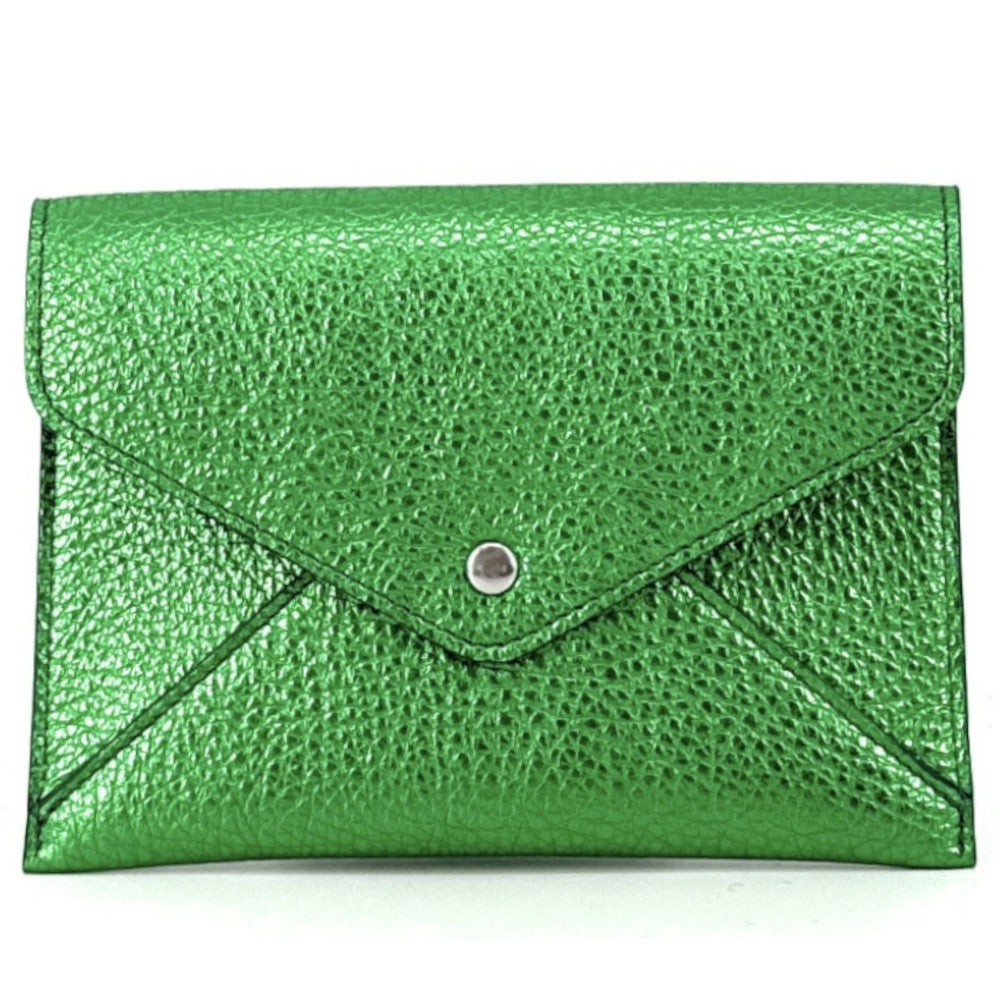 Porte-papiers en cuir irisé ROMY Vert anglais Vert anglais irisé