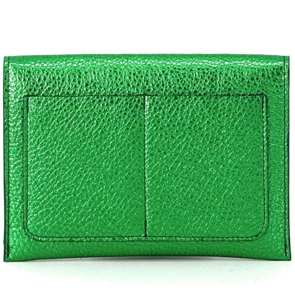 Porte-papiers en cuir irisé ROMY Vert anglais Vert anglais irisé