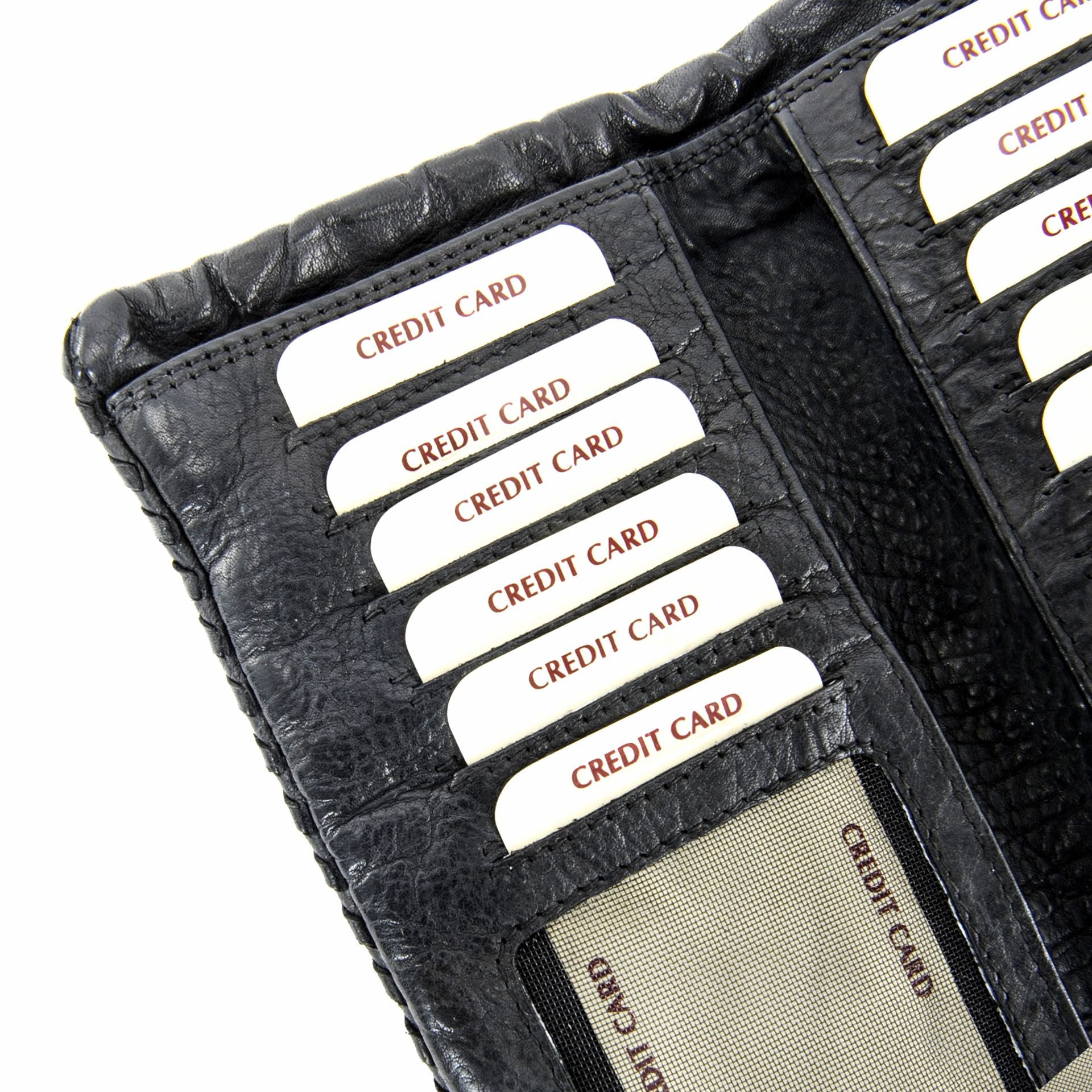 Portefeuille porte-monnaie en cuir tressé NAZCA Noir