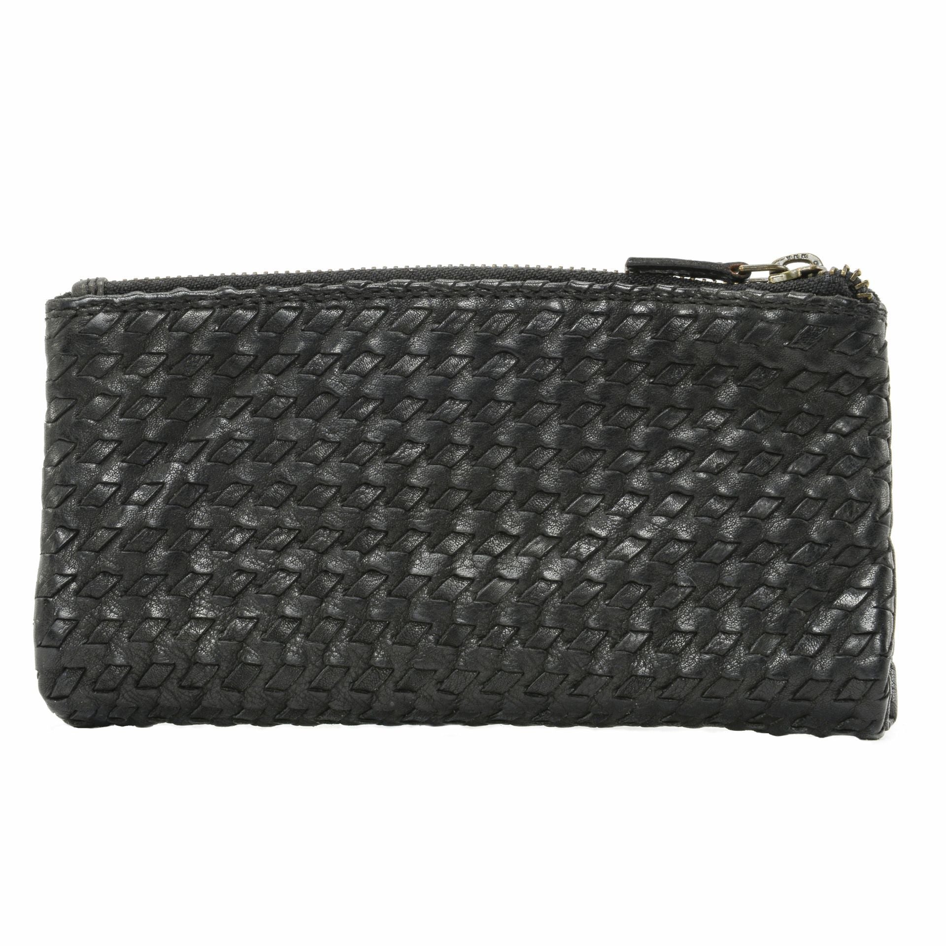 Portefeuille porte-monnaie en cuir tressé NAZCA Noir