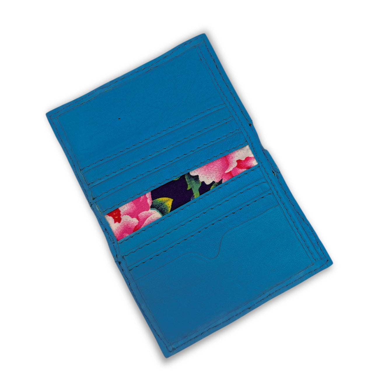 Porte-cartes en cuir lisse IMPRESSION Bleu cobalt