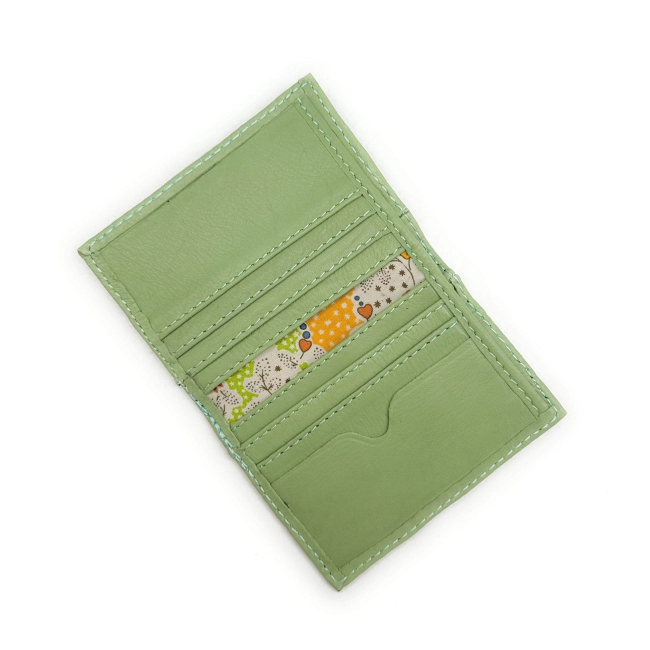 Porte-cartes en cuir lisse IMPRESSION Vert matcha latte
