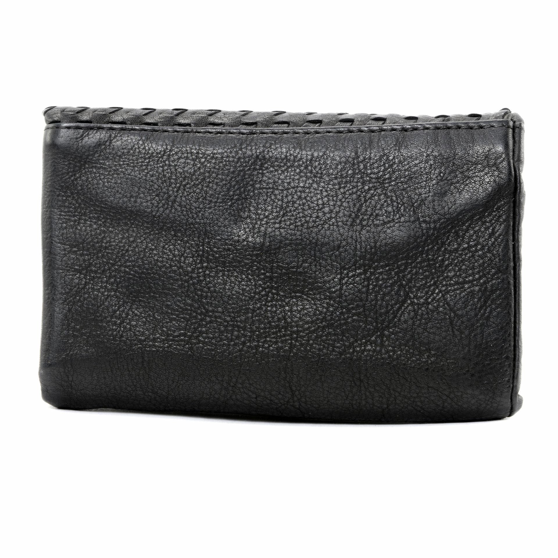 Portefeuille porte-monnaie en cuir tressé ATACAMA Noir
