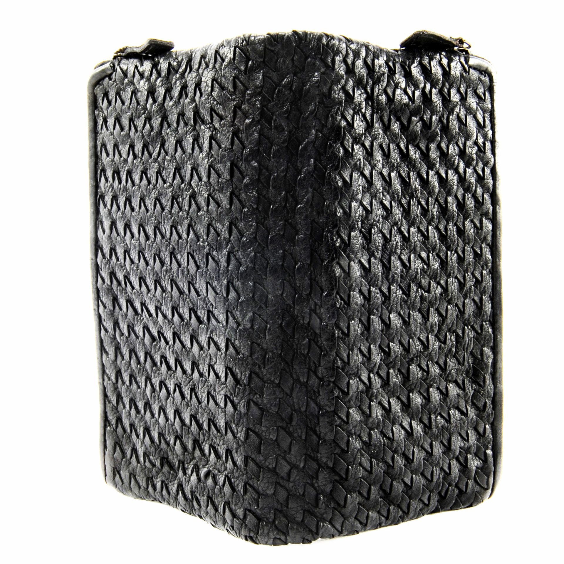 Portefeuille porte-monnaie en cuir tressé SAHARA Noir