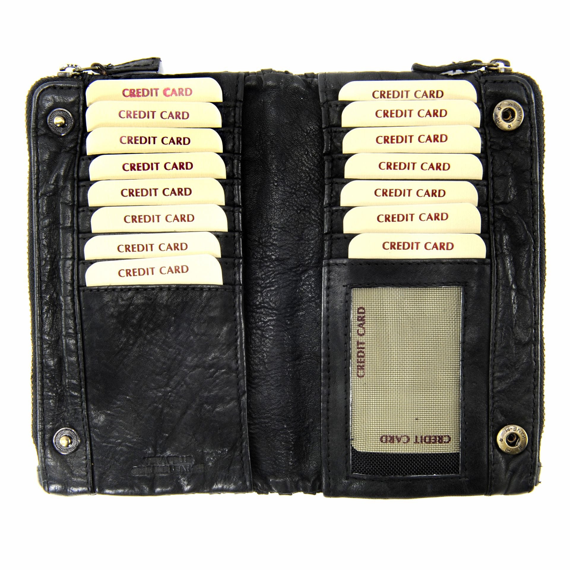Portefeuille porte-monnaie en cuir tressé SAHARA Noir