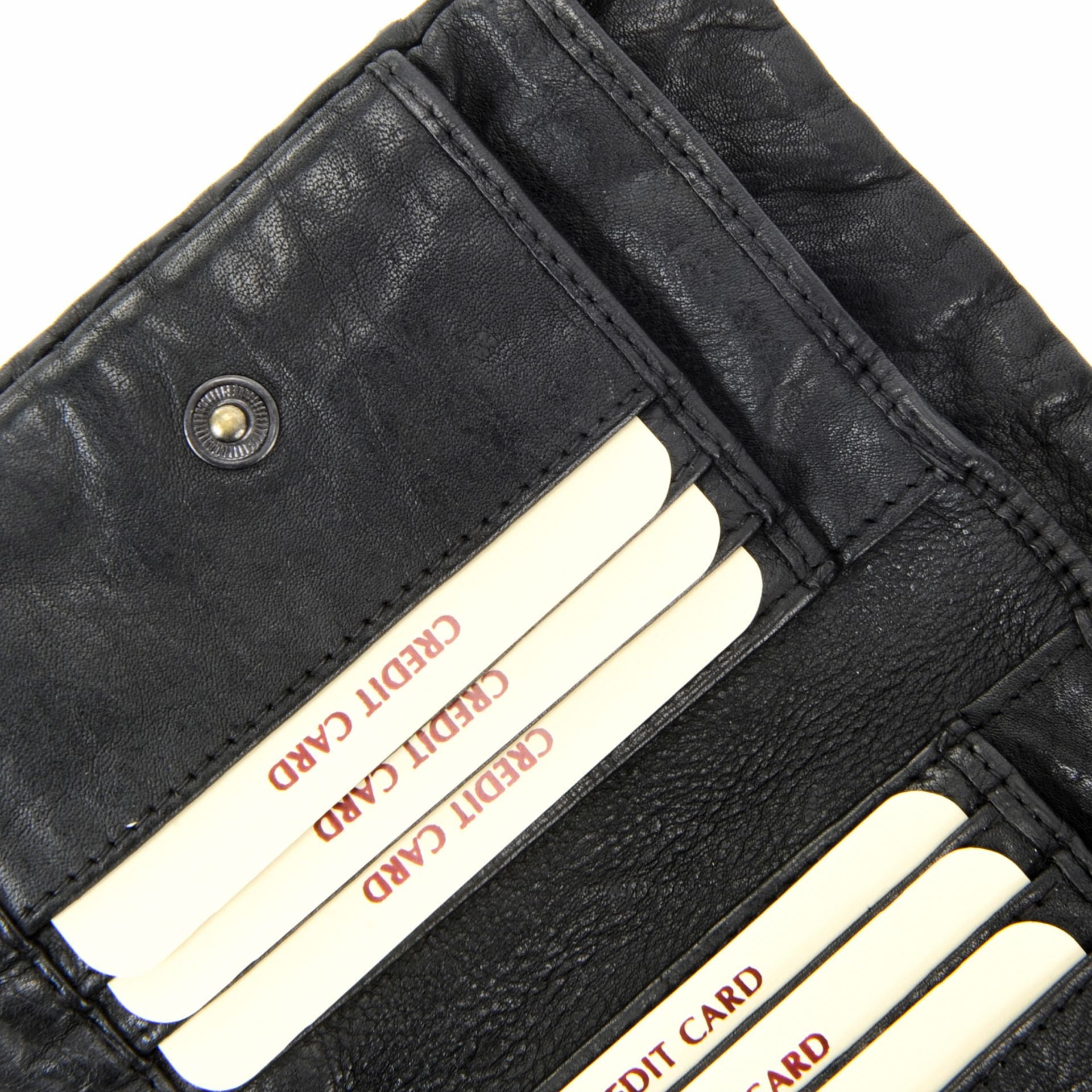 Portefeuille porte-monnaie en cuir tressé THAR Noir