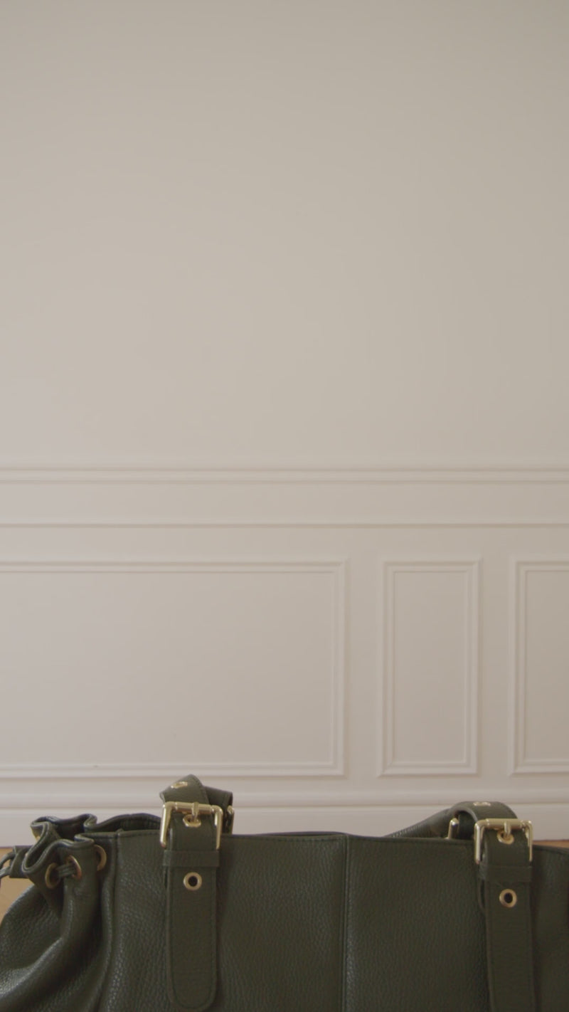 Princess XL grained khaki leather handbag