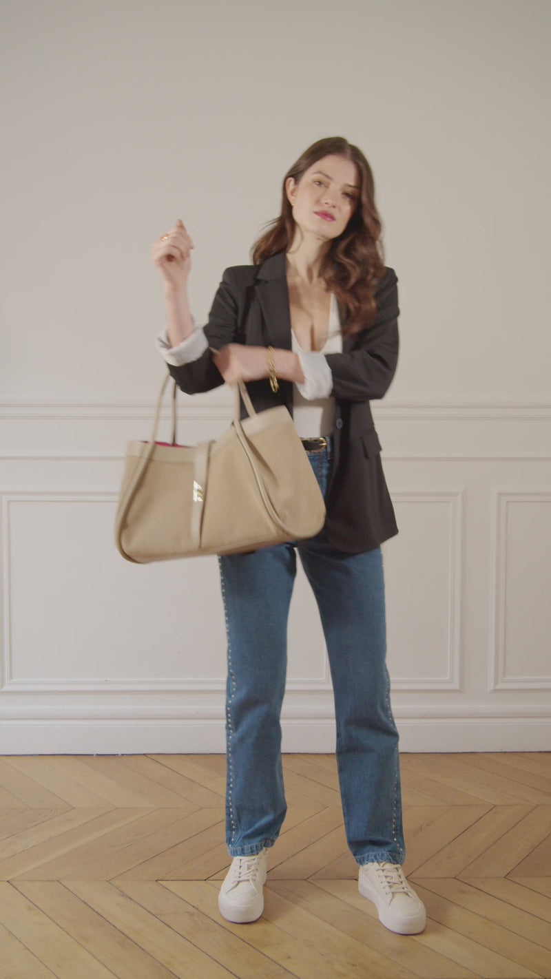 Women leather handbag Aberdeen Cream Beige elegant style