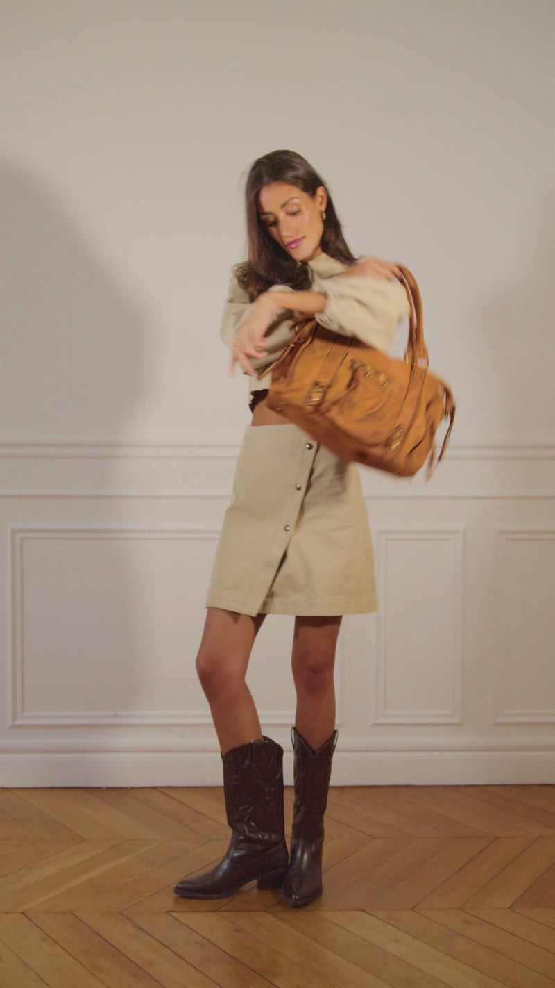 Medium taupe Miss Storm leather bag