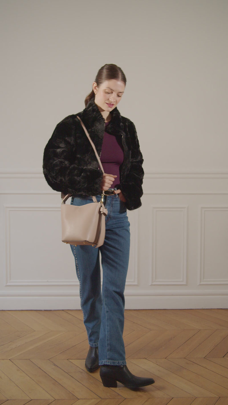 Women leather handbag Birdie Nude Pink elegant style