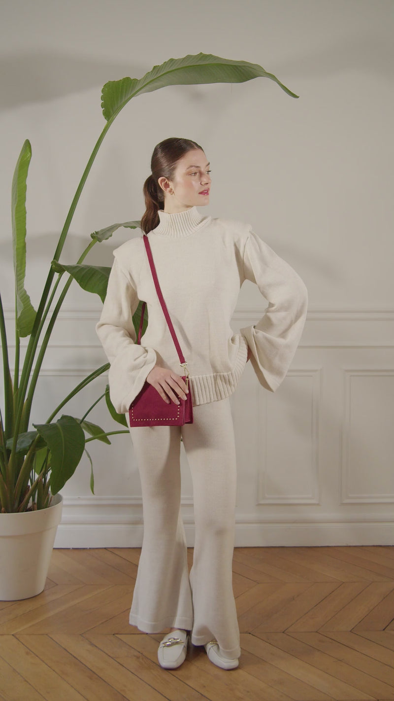 Little Italy deep red nubuck leather handbag for women