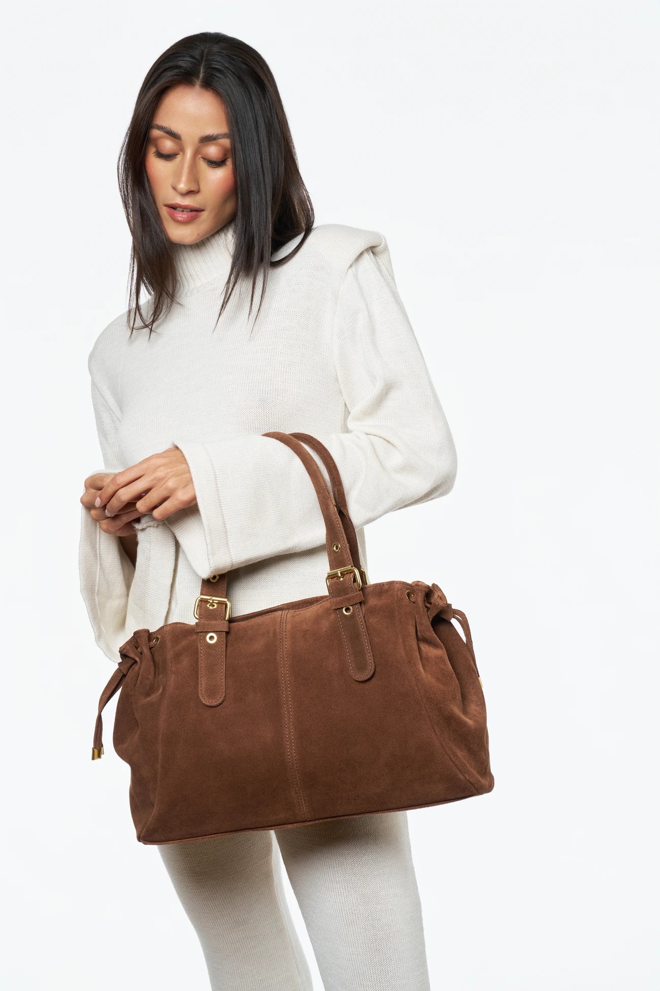 Sac bowling en daim PRINCESSE SUEDE XL Cannelle