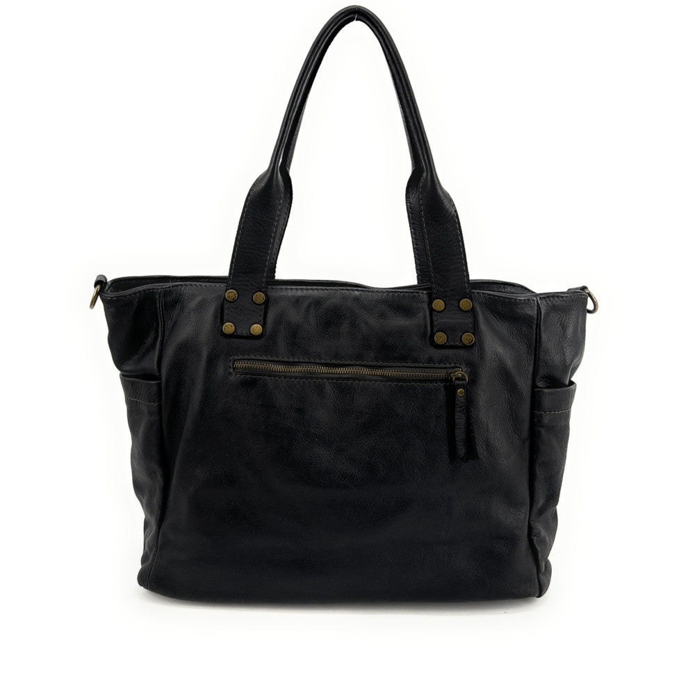 Sac cabas en cuir vintage QUARTET Noir
