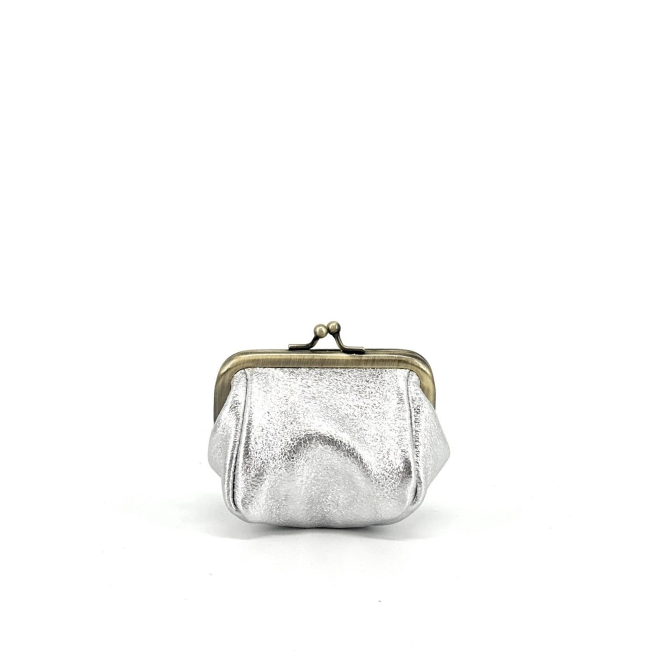 REINETTE Light Silver Iridescent Leather Coin Purse Pouch