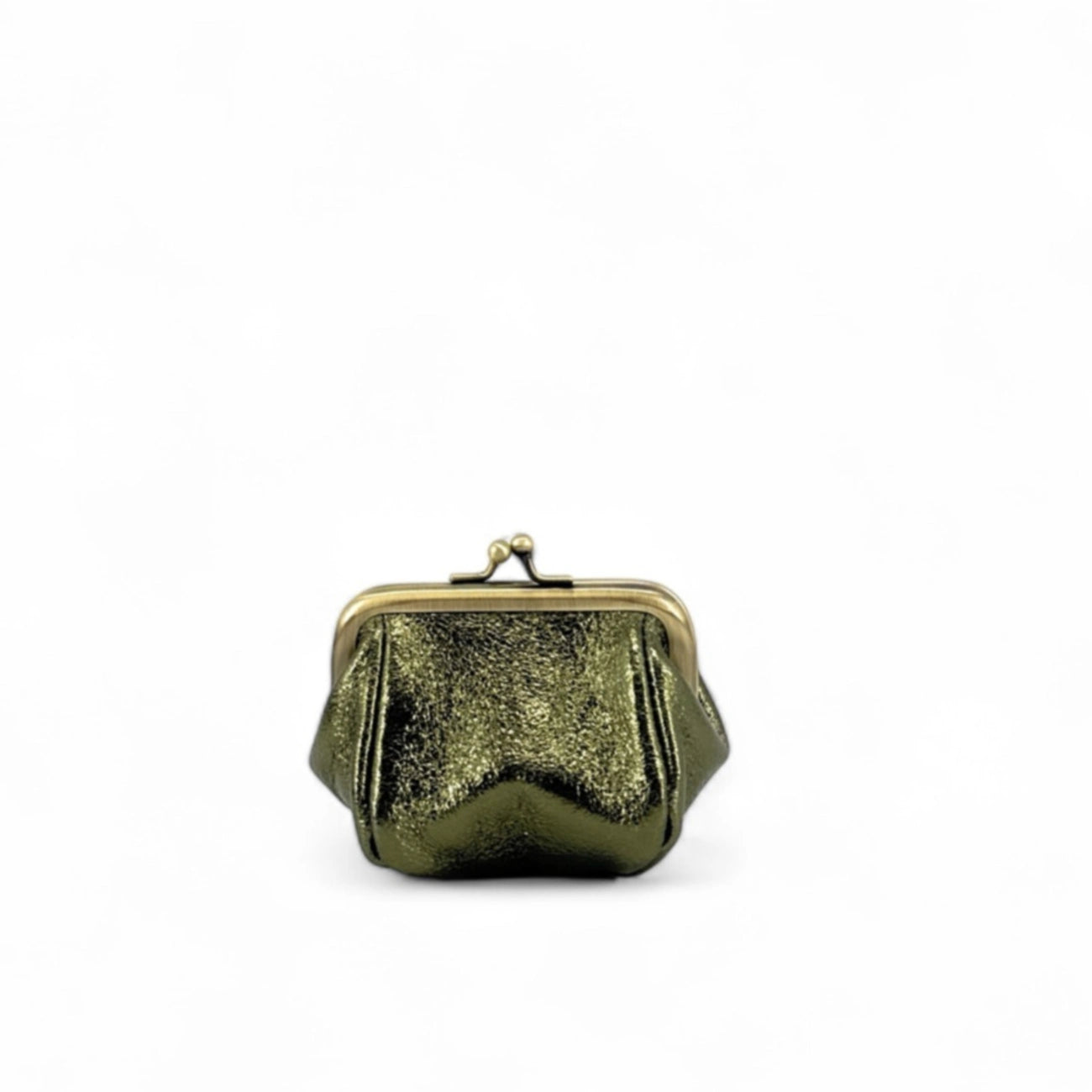 Pochette porte-monnaie en cuir irisé REINETTE Vert kaki irisé