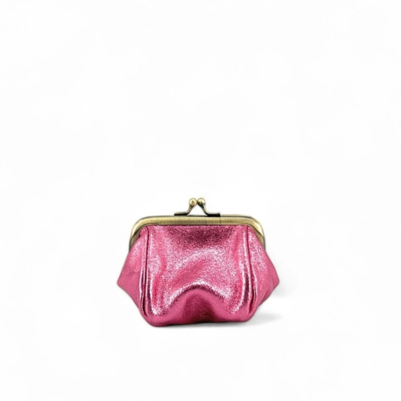 Pochette porte-monnaie en cuir irisé REINETTE Rose néon