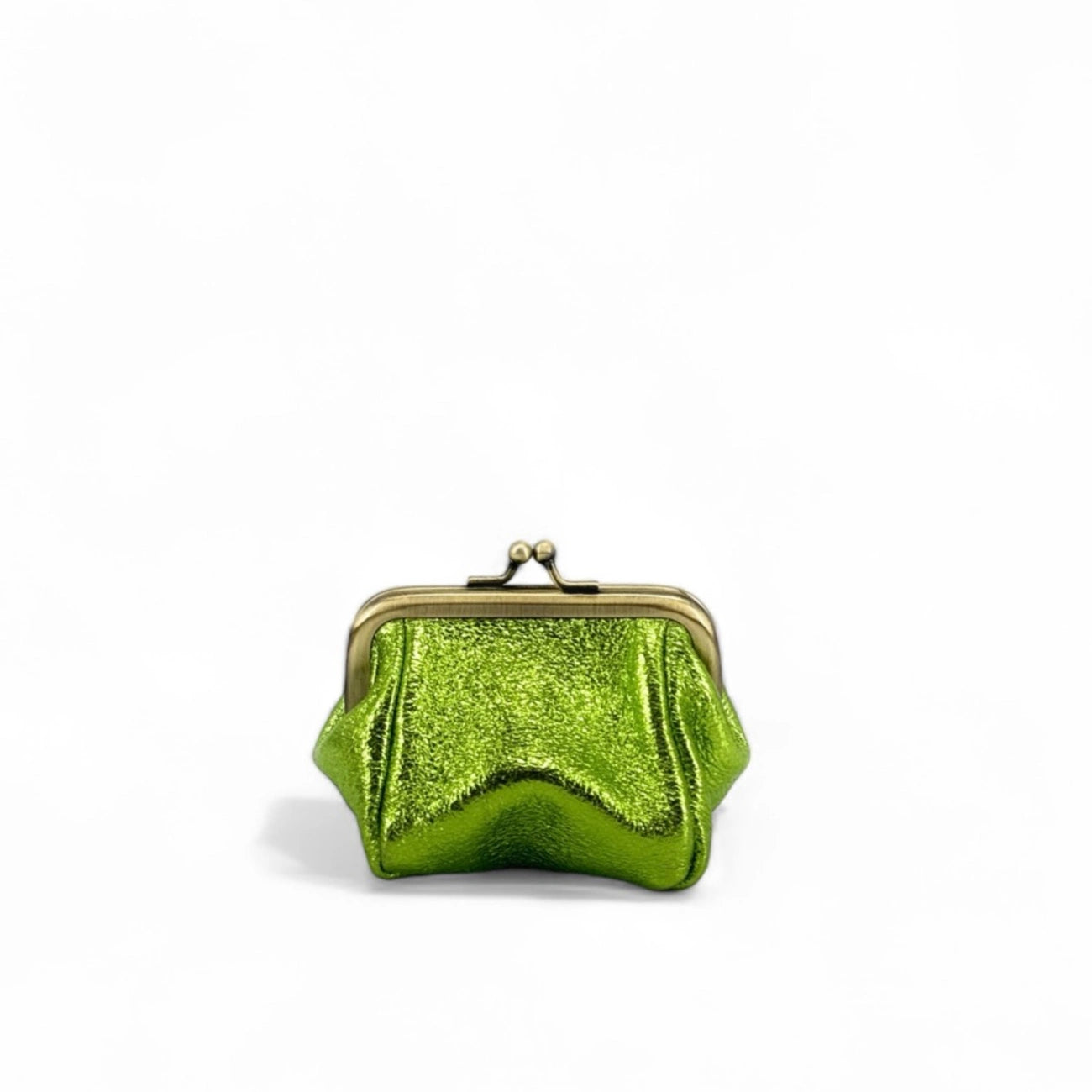 Pochette porte-monnaie en cuir irisé REINETTE Vert anis