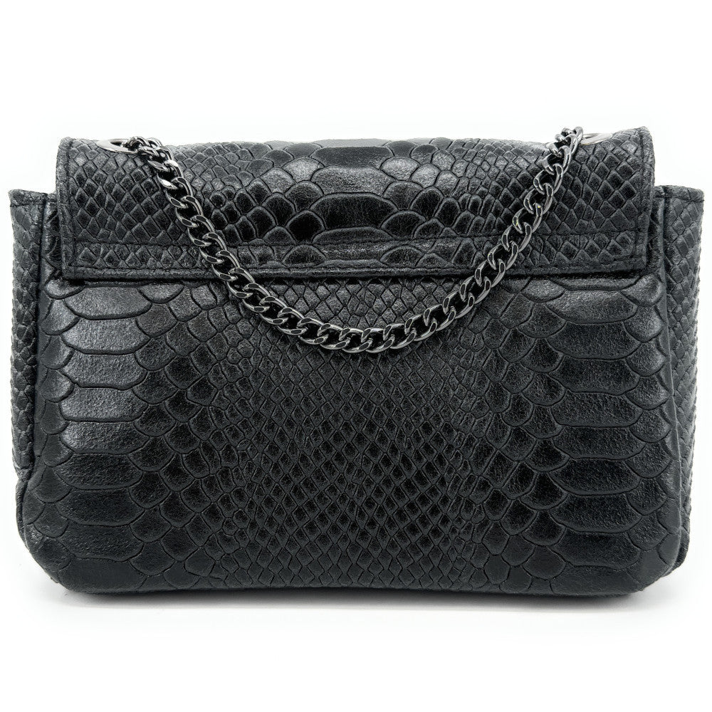 Sac bandoulière en cuir embossé effet serpent HONEY Noir
