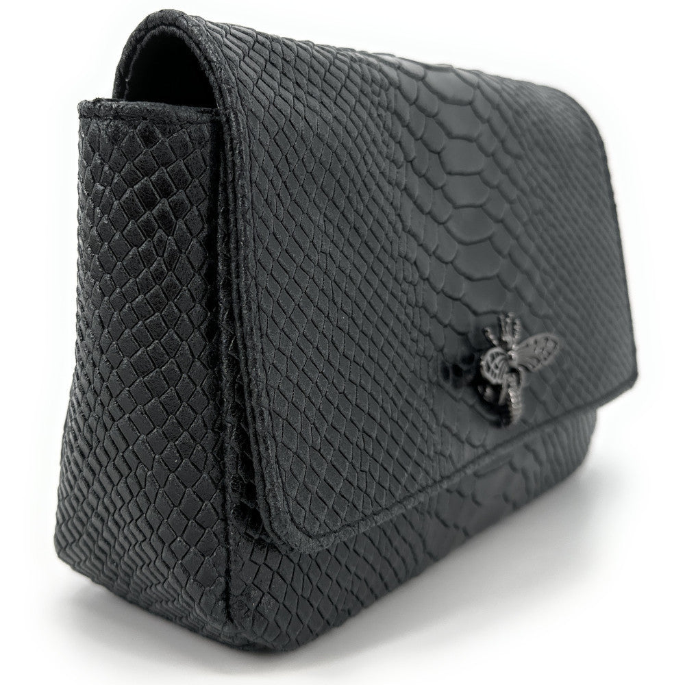 Sac bandoulière en cuir embossé effet serpent HONEY Noir