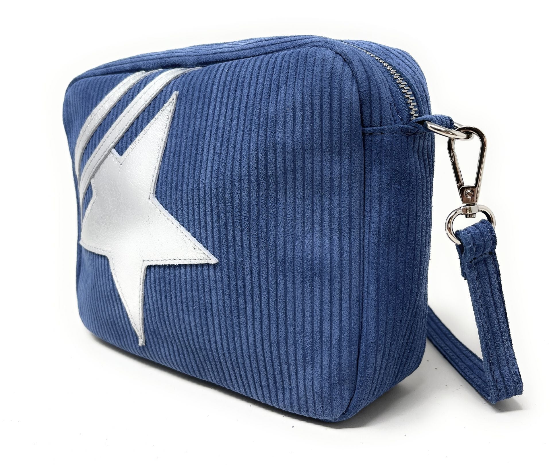 Sac à bandoulière en croûte de cuir SILVER STAR Bleu