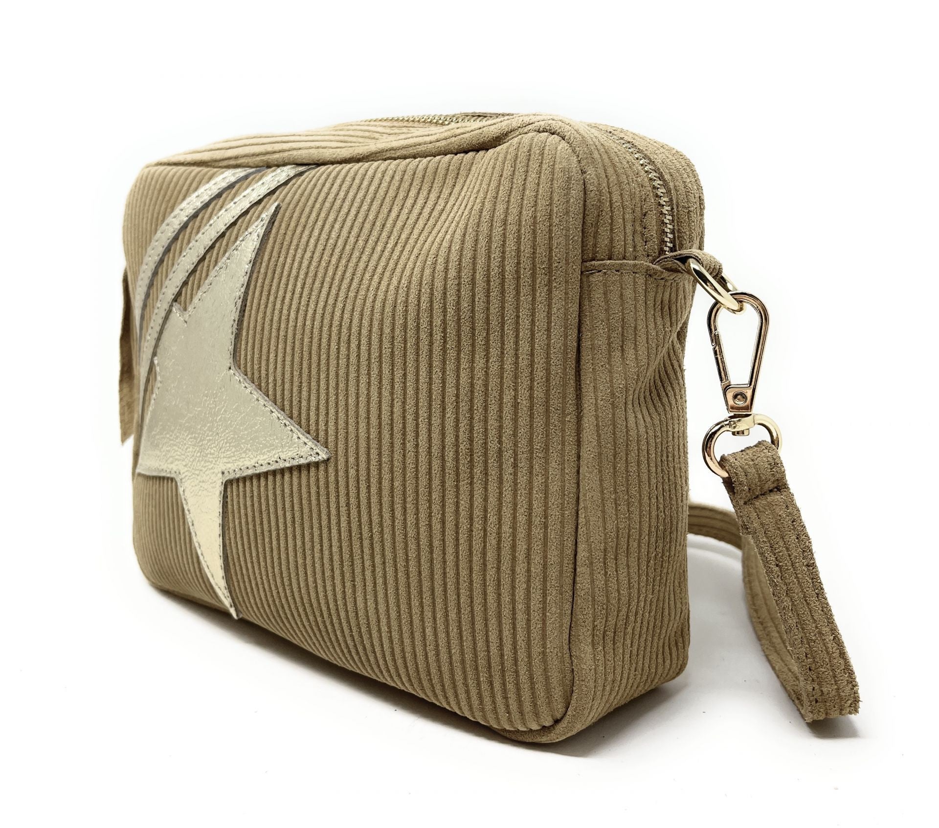 Sac à bandoulière en croûte de cuir SILVER STAR Camel