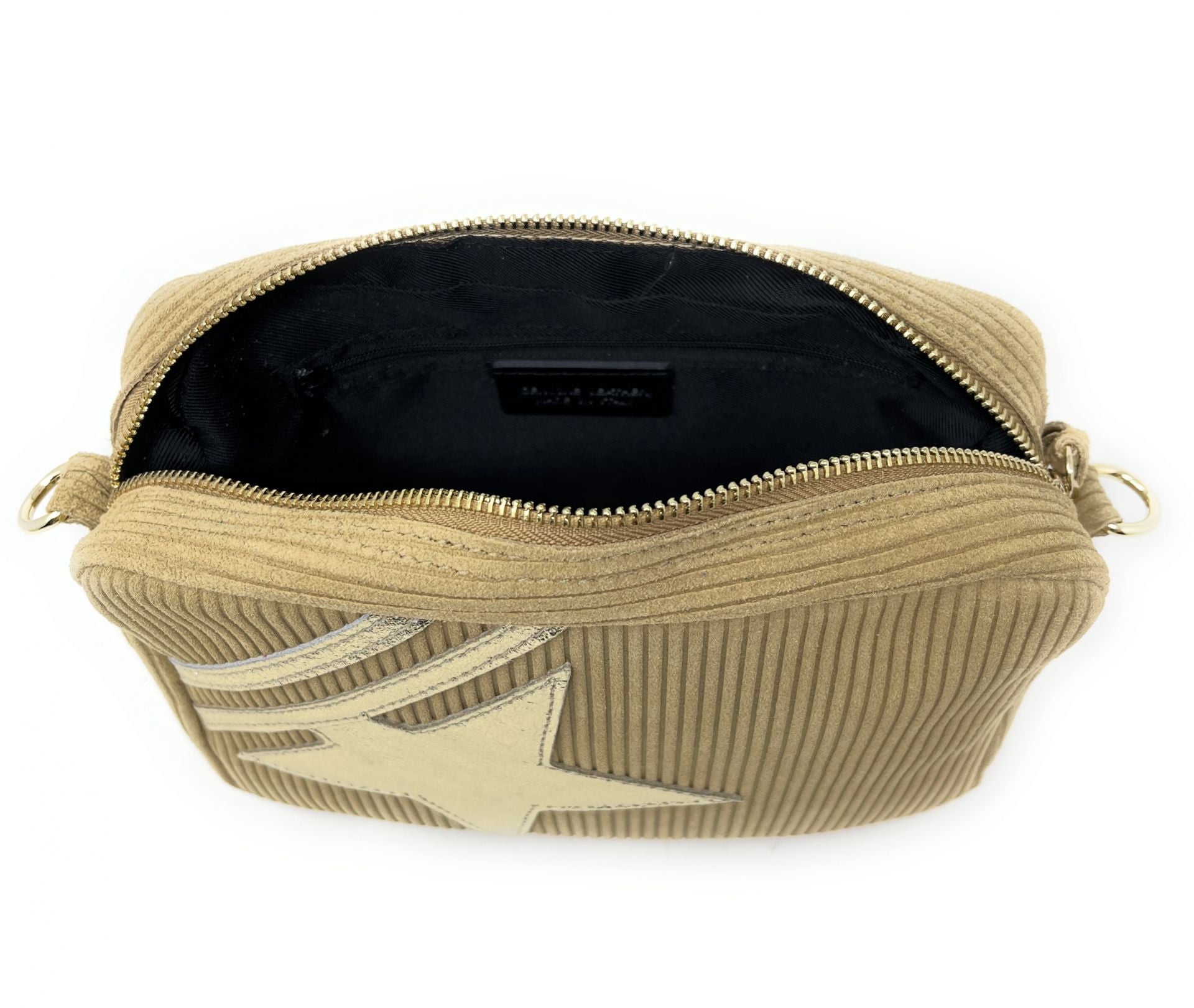 Sac à bandoulière en croûte de cuir SILVER STAR Camel