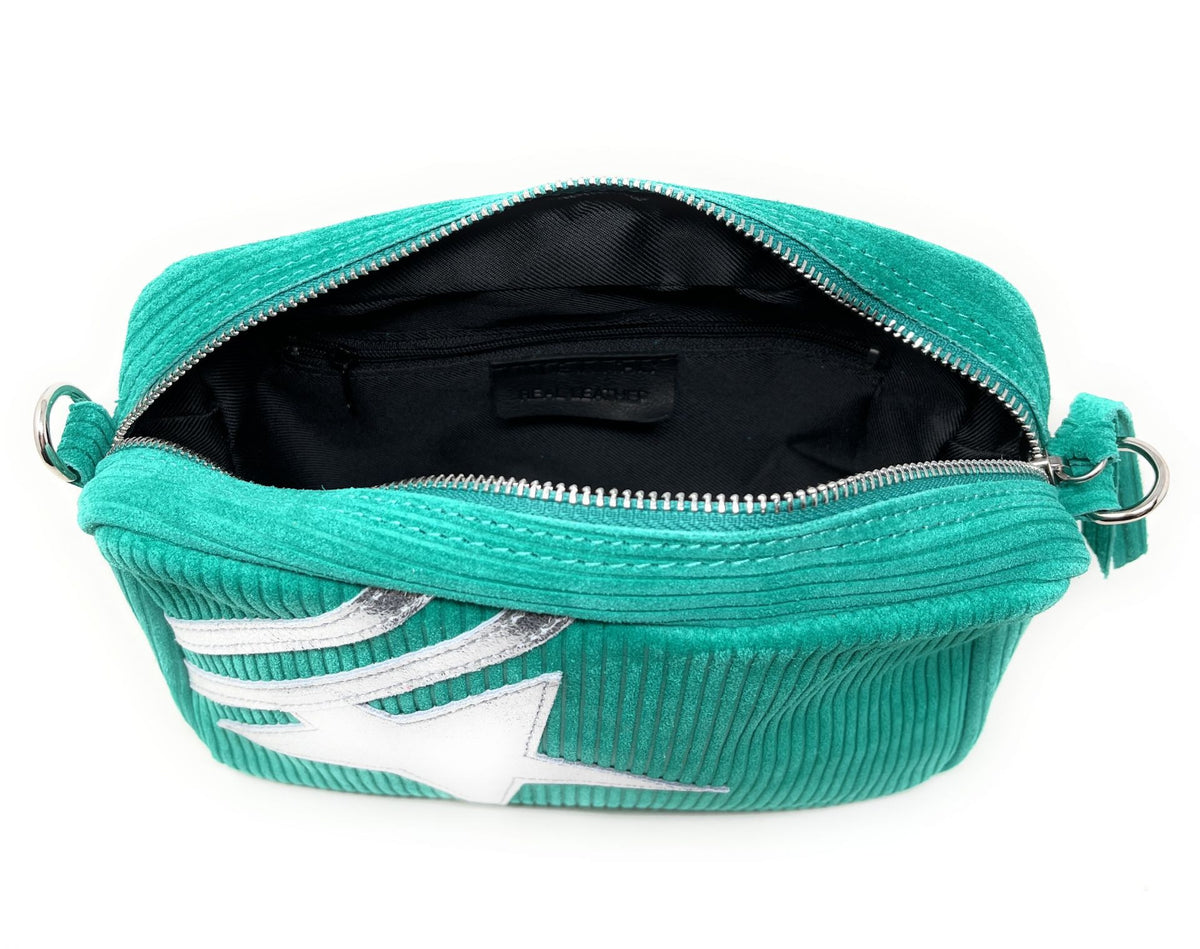 Sac à bandoulière en croûte de cuir SILVER STAR Vert menthe