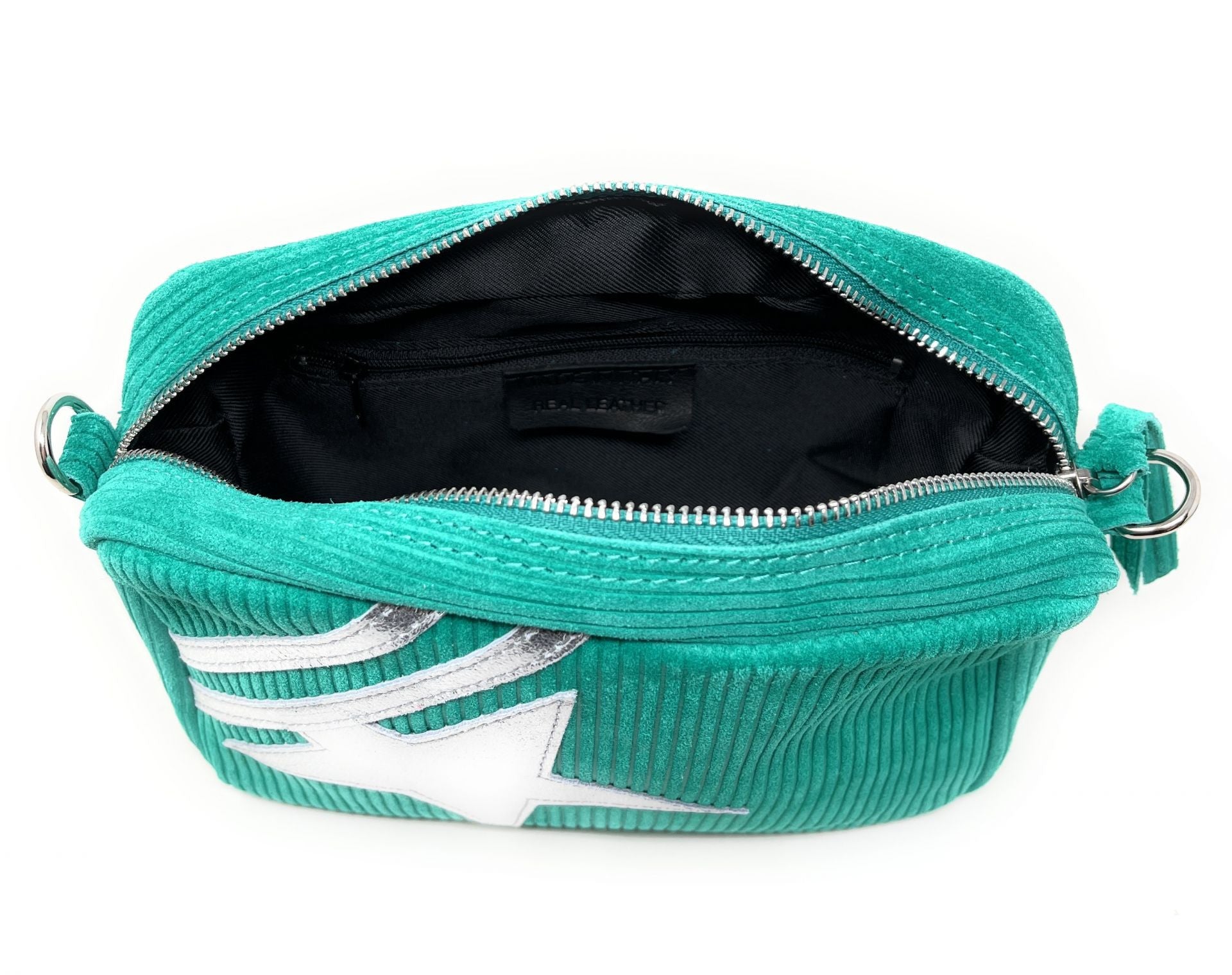 Sac à bandoulière en croûte de cuir SILVER STAR Vert menthe