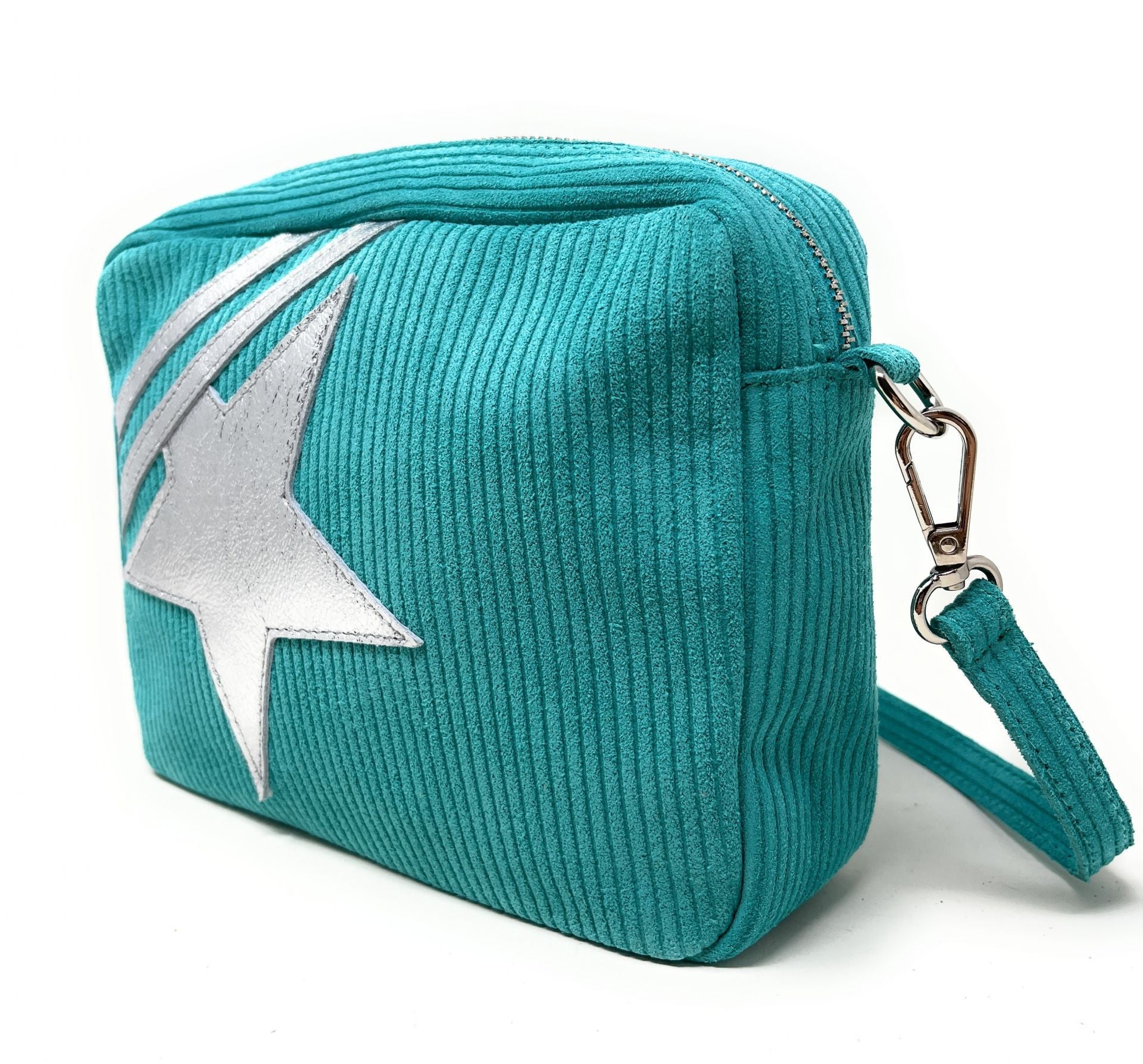 Sac à bandoulière en croûte de cuir SILVER STAR Lagon