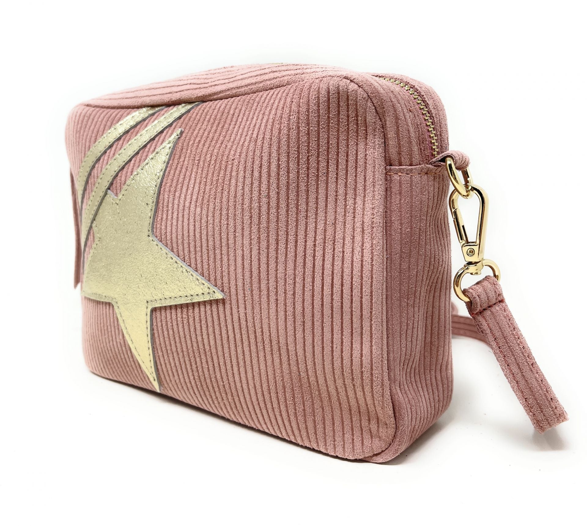 Sac à bandoulière en croûte de cuir SILVER STAR Rose nude