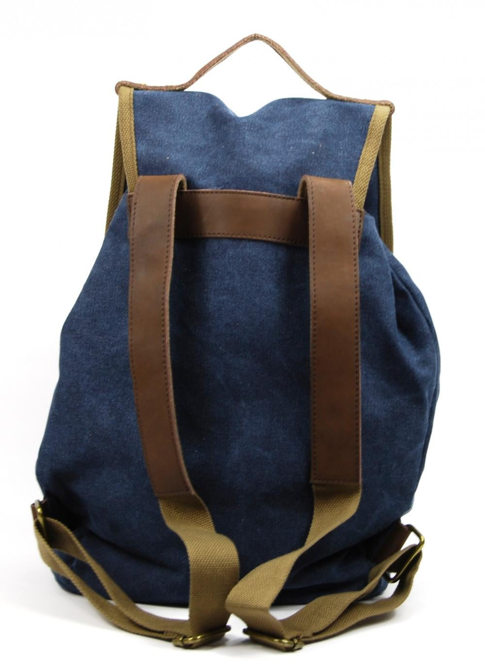 Sac à dos en cuir et toile TAMOE Bleu