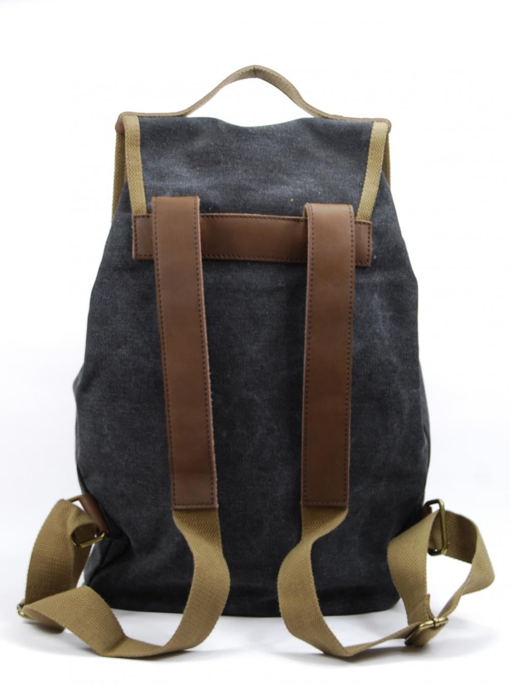 Sac à dos en cuir et toile TAMOE Noir