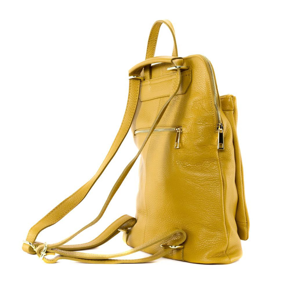 Sac à dos en cuir grainé CORFOU Jaune tournesol