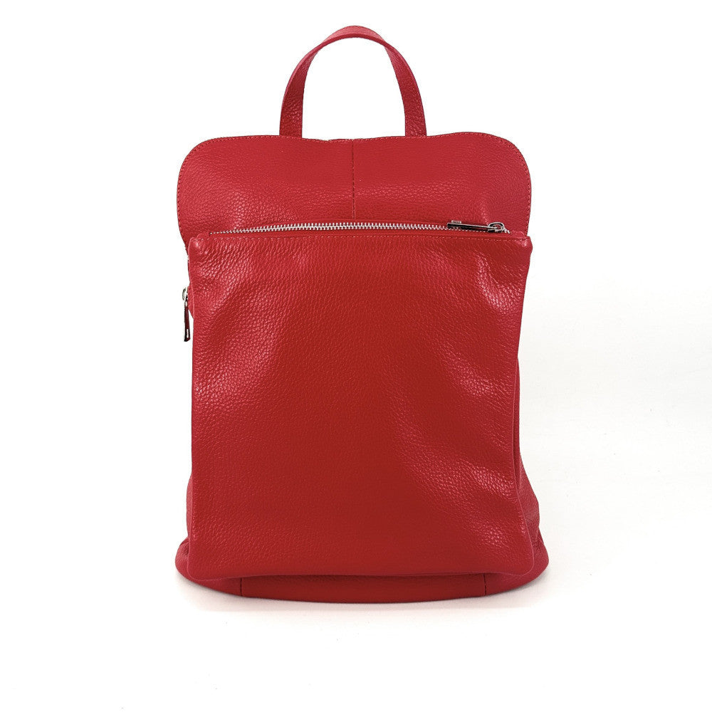 Sac à dos en cuir grainé CORFOU Rouge garance
