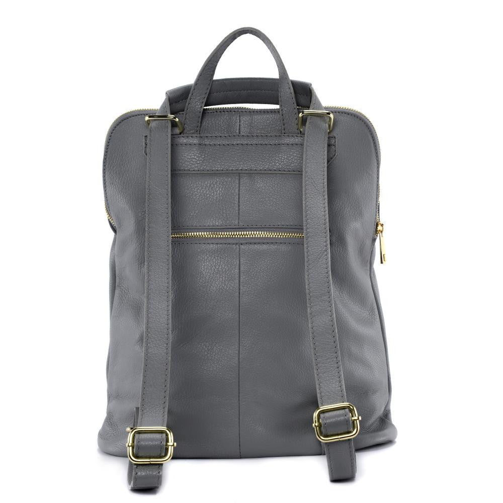 Sac à dos en cuir grainé CORFOU Gris clair