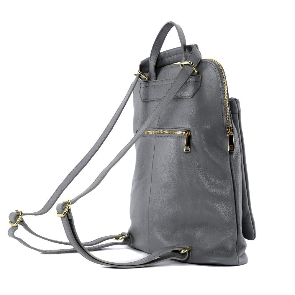 Sac à dos en cuir grainé CORFOU Gris clair