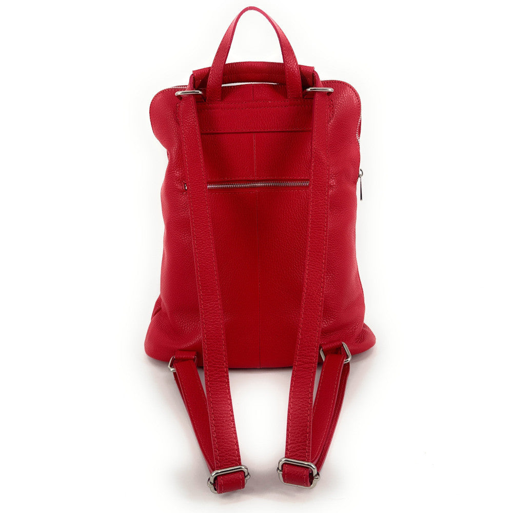Sac à dos en cuir grainé CORFOU Rouge garance