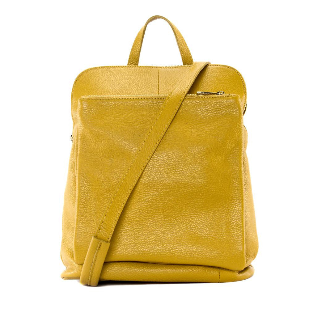 Sac à dos en cuir grainé CORFOU Jaune tournesol